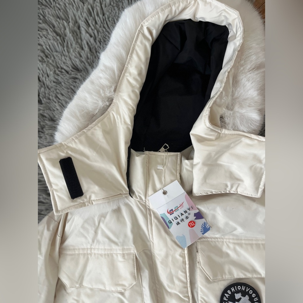 NWT Winter Puffer Coat Ski Jacket Faux Fur Trim Fashion Vogue QIQIANYI China L - Picture 7 of 12